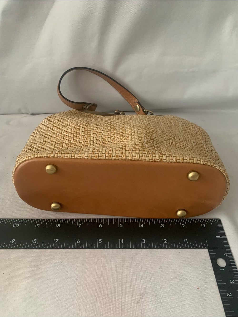 Patricia Nash Laureana Frame Satchel Straw Bag Rattan Style Clutch Pockets Scarf - Picture 7 of 11